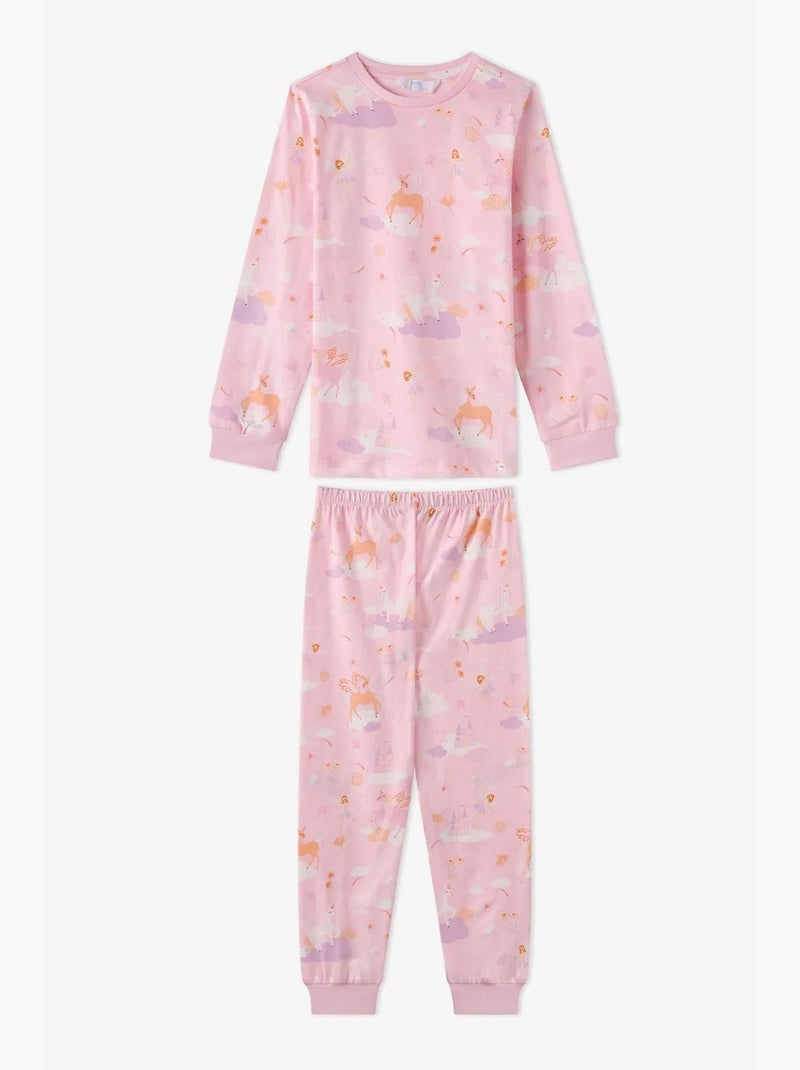 Completo pigiama bambina fly repeat a maniche lunghe penti Rosa - Kiabi