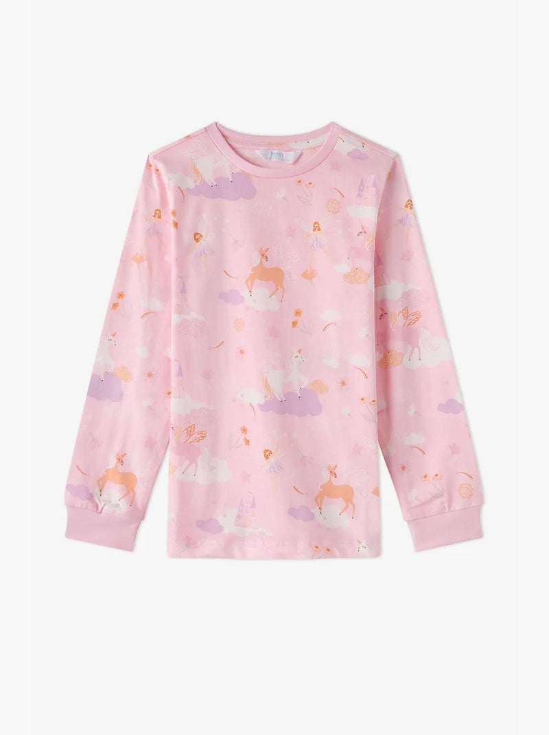 Completo pigiama bambina fly repeat a maniche lunghe penti Rosa - Kiabi