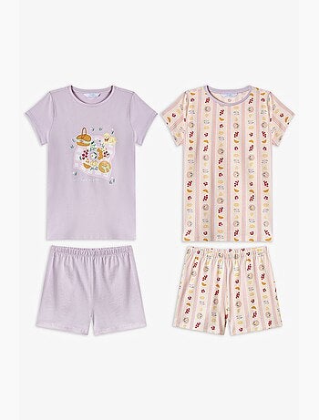 Completo pigiama bambina picnic a maniche corte penti