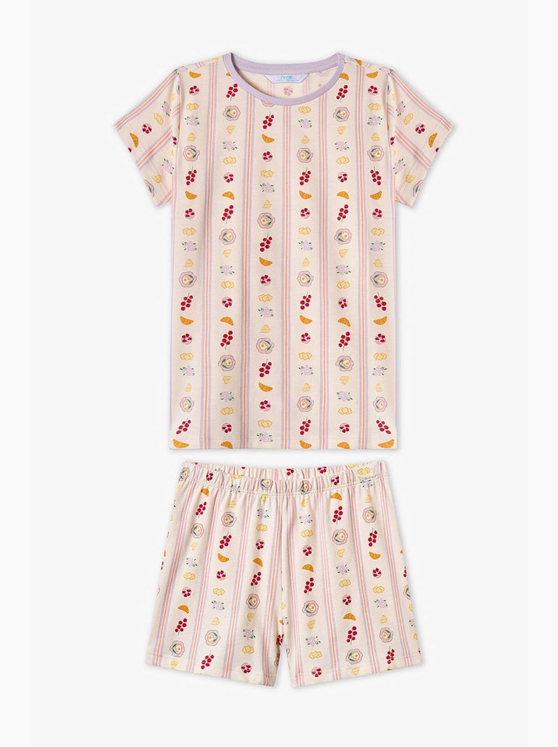 Completo pigiama bambina picnic a maniche corte penti Lavanda - Kiabi