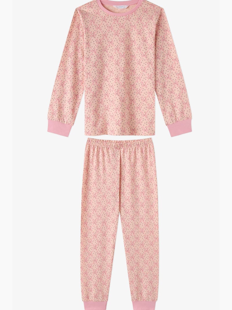 Completo pigiama bambina whisper bows in cotone a maniche lunghe penti Rosa - Kiabi