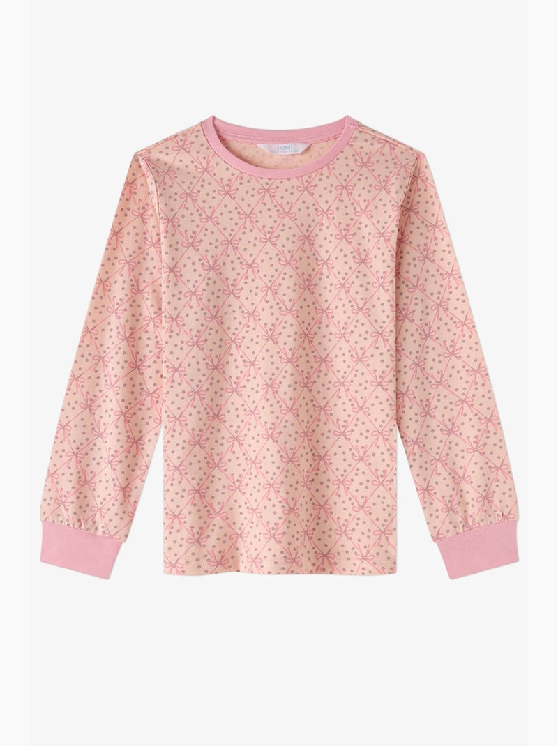 Completo pigiama bambina whisper bows in cotone a maniche lunghe penti Rosa - Kiabi