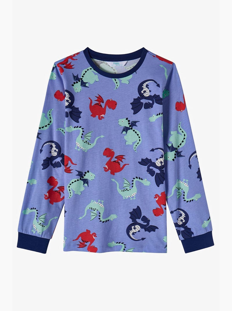 Completo pigiama bambino dragon repeat a maniche lunghe penti Blu Rosso - Kiabi