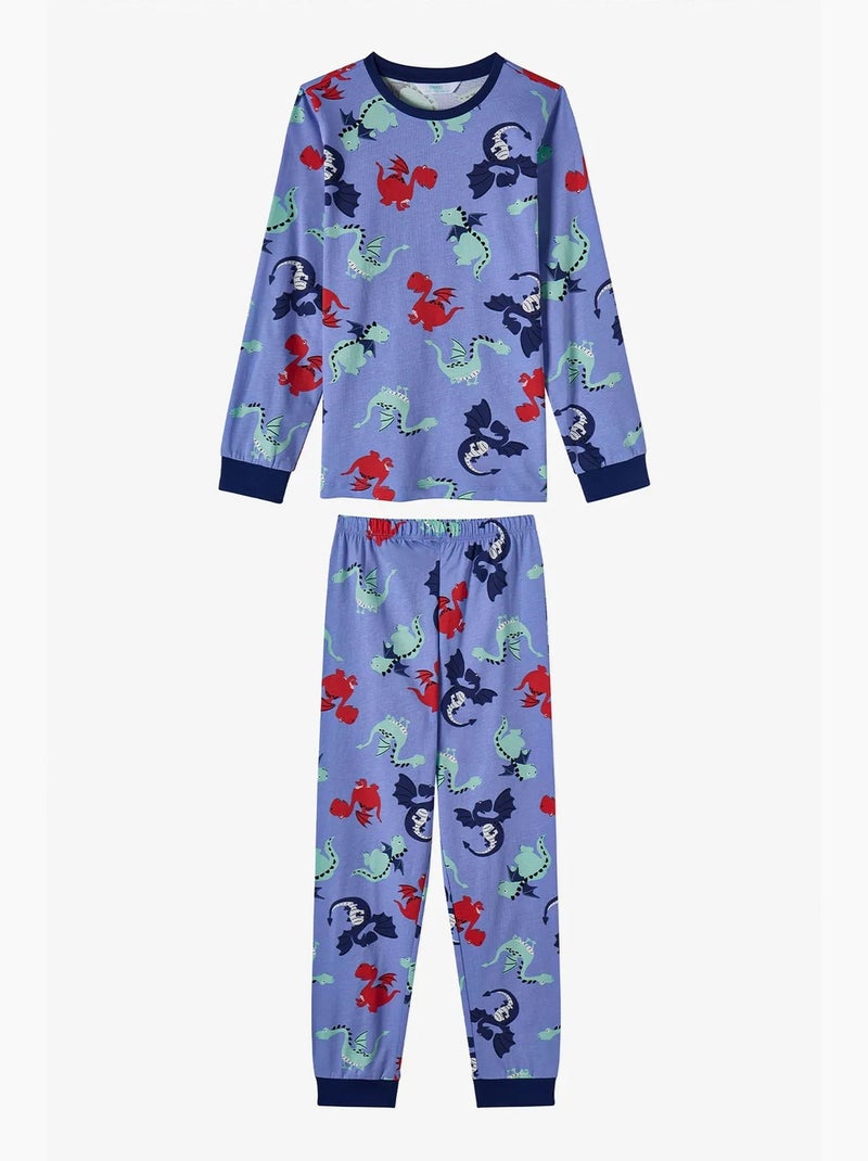 Completo pigiama bambino dragon repeat a maniche lunghe penti Blu Rosso - Kiabi