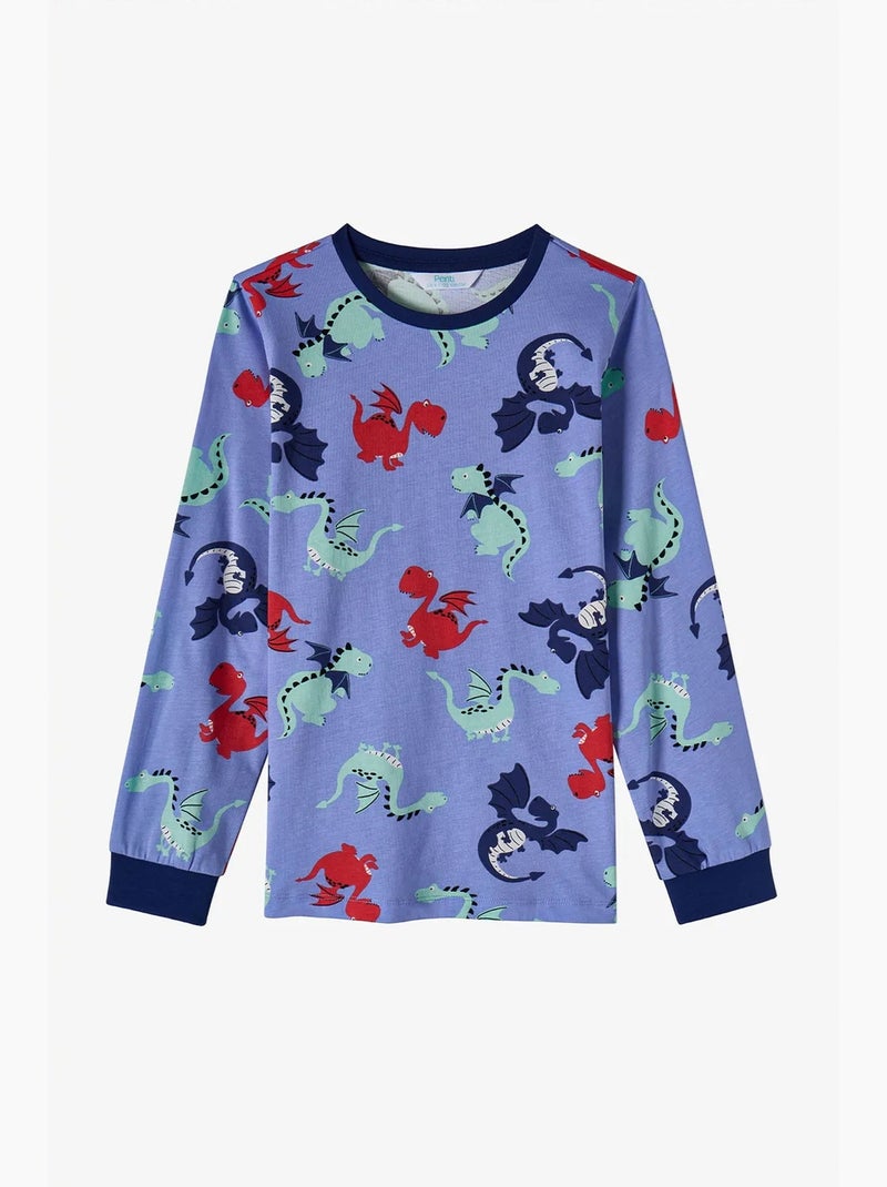 Completo pigiama bambino dragon repeat a maniche lunghe penti Blu Rosso - Kiabi