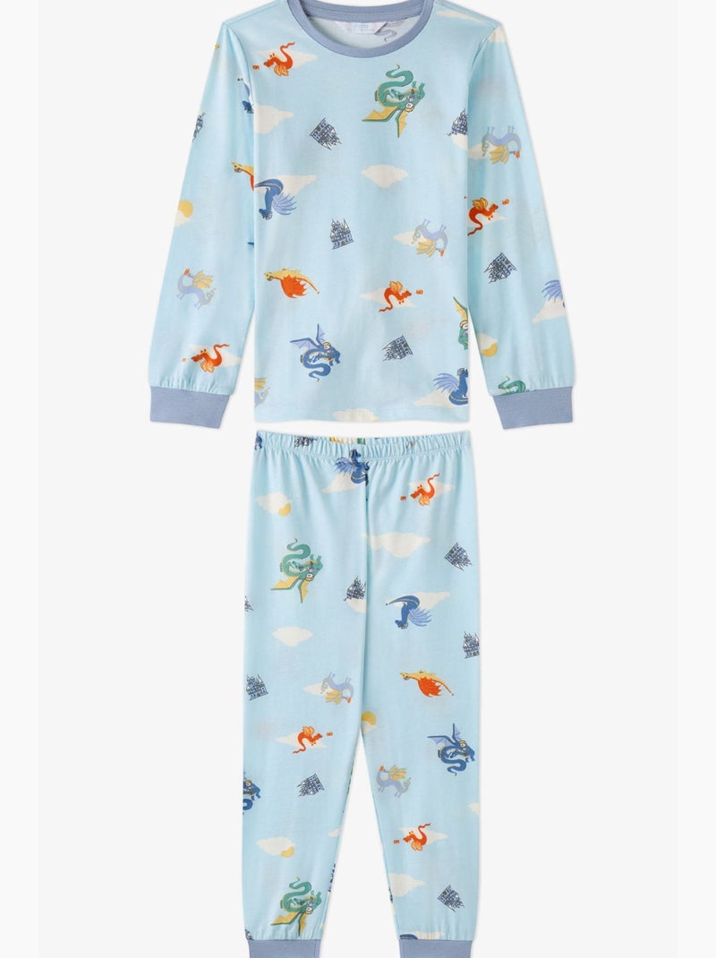 Completo pigiama bambino mini dragon riders a maniche lunghe penti Blu cielo - Kiabi