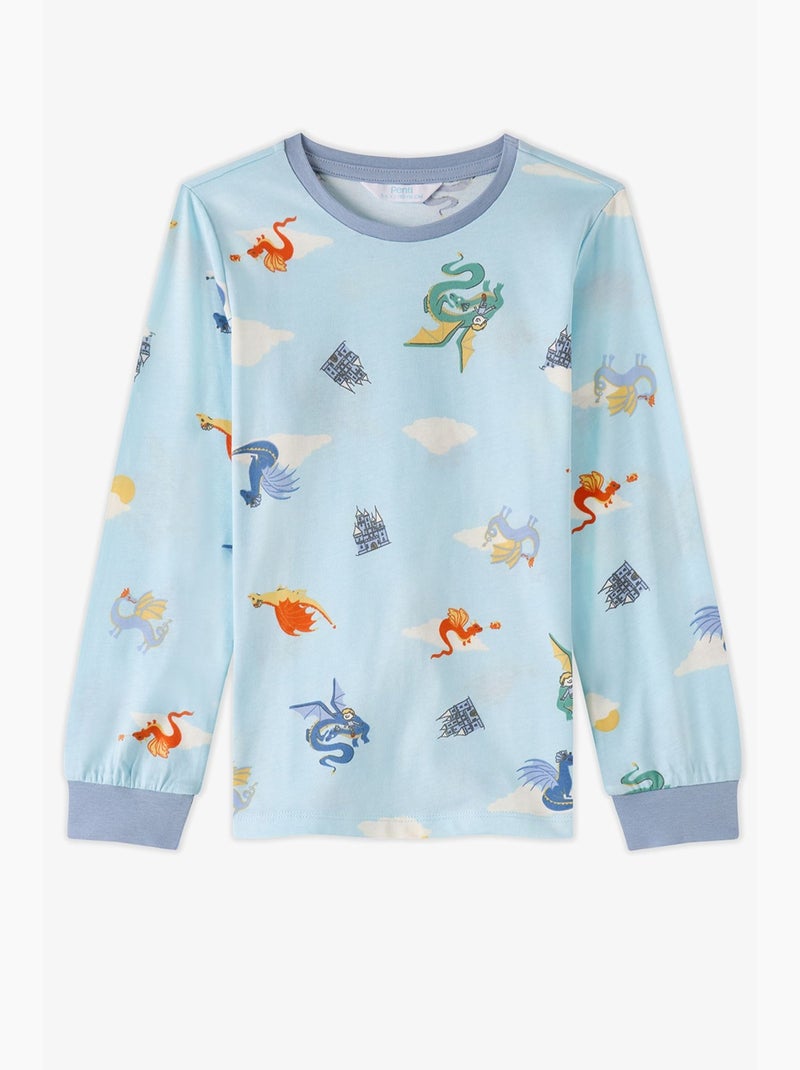 Completo pigiama bambino mini dragon riders a maniche lunghe penti Blu cielo - Kiabi