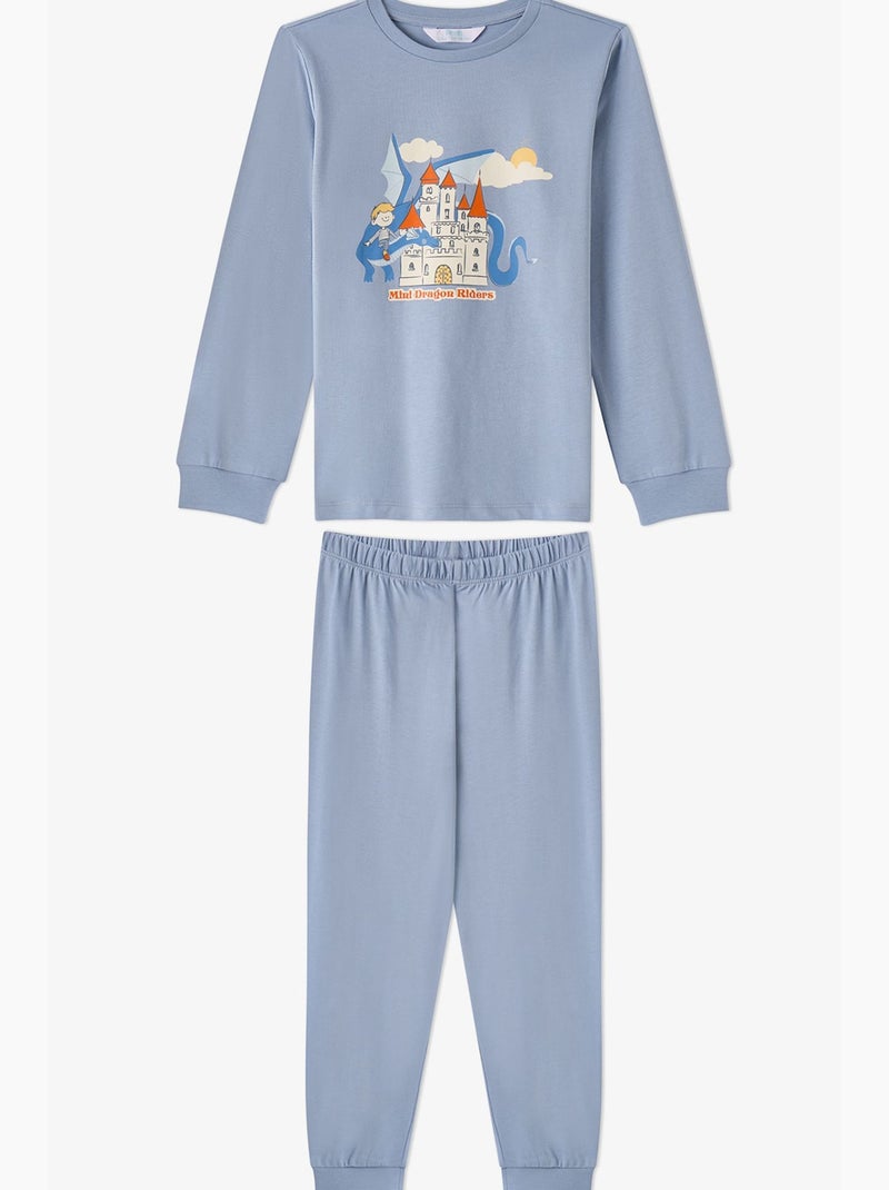 Completo pigiama bambino mini dragon riders a maniche lunghe penti Blu cielo - Kiabi