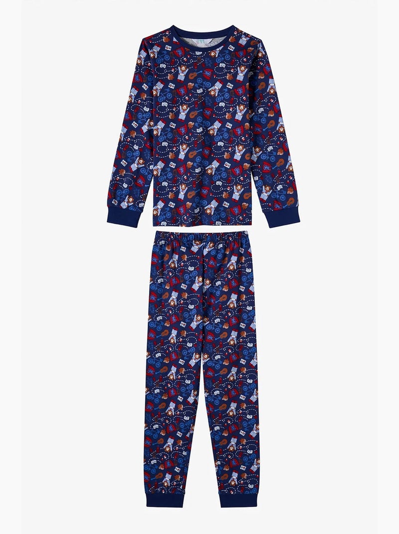 Completo pigiama bambino style repeat a maniche lunghe penti Blu Rosso Bianco - Kiabi