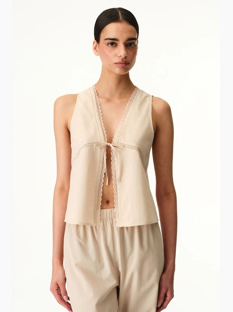 Completo pigiama belle lace con pantaloni penti Beige argilla - Kiabi