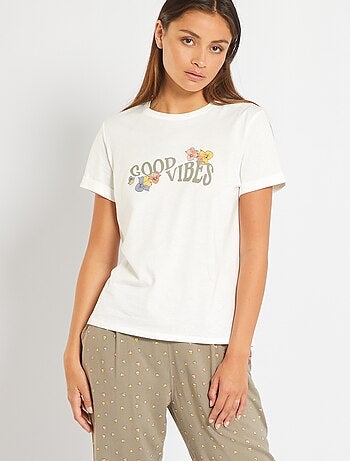 T-shirt intimaVivis in Satin di colore Bianco Donna Abbigliamento da Camicie da notte e pigiami da Camicie da notte e babydoll 