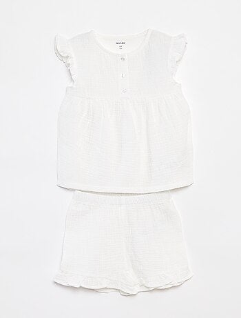 Completo pigiama blusa + shorts in ciniglia - 2 pezzi