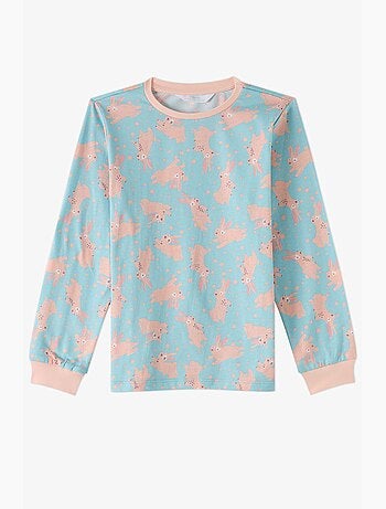 Completo pigiama bunny ride in cotone a maniche lunghe per bambina penti