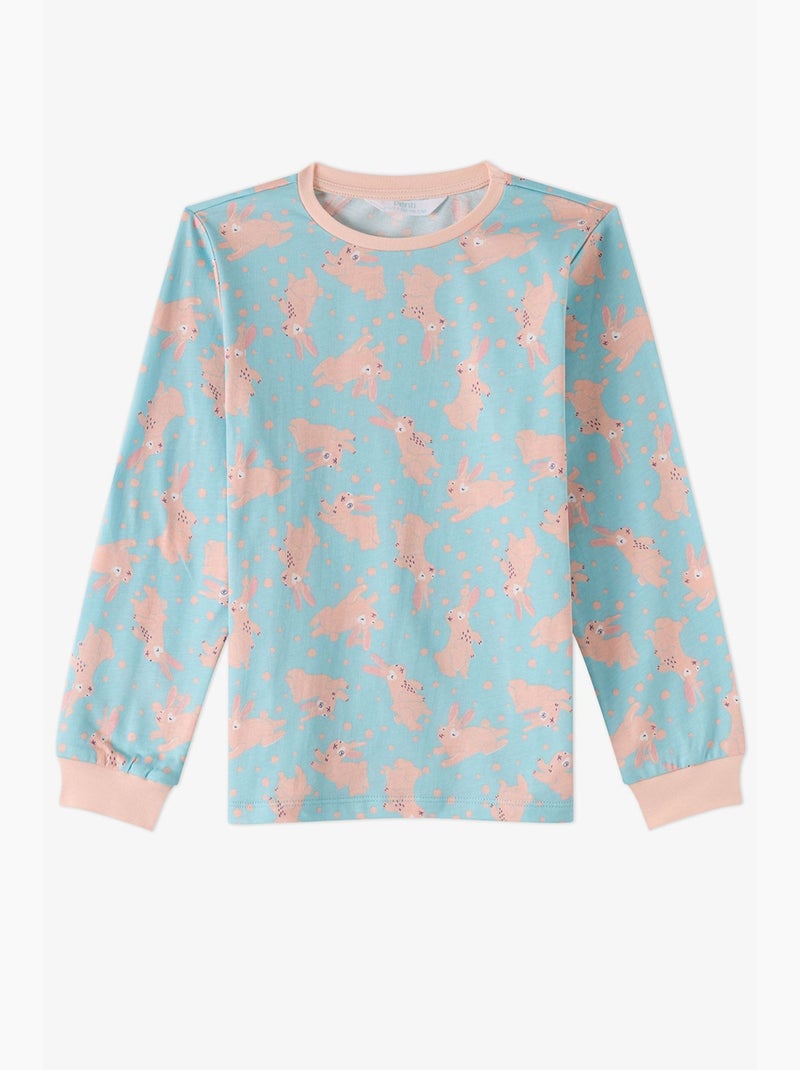 Completo pigiama bunny ride in cotone a maniche lunghe per bambina penti Blu Rosa - Kiabi