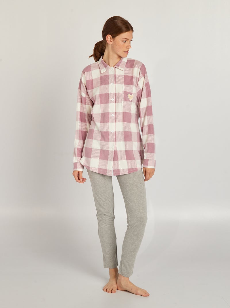 Completo pigiama camicia - 2 pezzi grigio rosa - Kiabi
