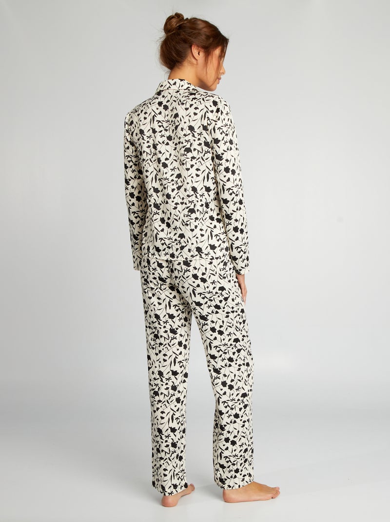 Completo pigiama camicia + pantaloni in raso BIANCO - Kiabi