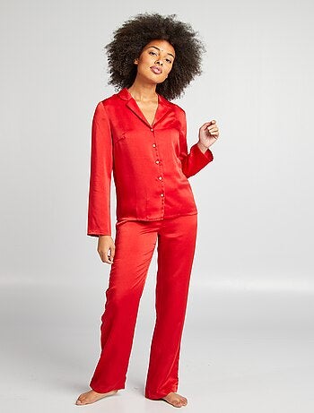 Completo pigiama camicia + pantaloni in raso