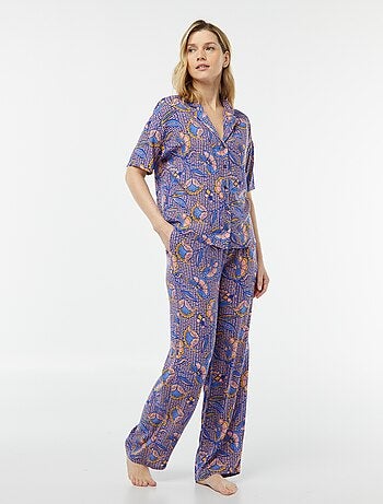 Completo pigiama camicia + pantaloni stampati