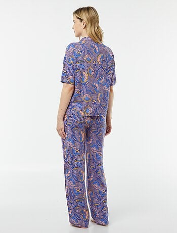 Completo pigiama camicia + pantaloni stampati