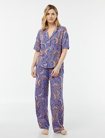 Completo pigiama camicia + pantaloni stampati