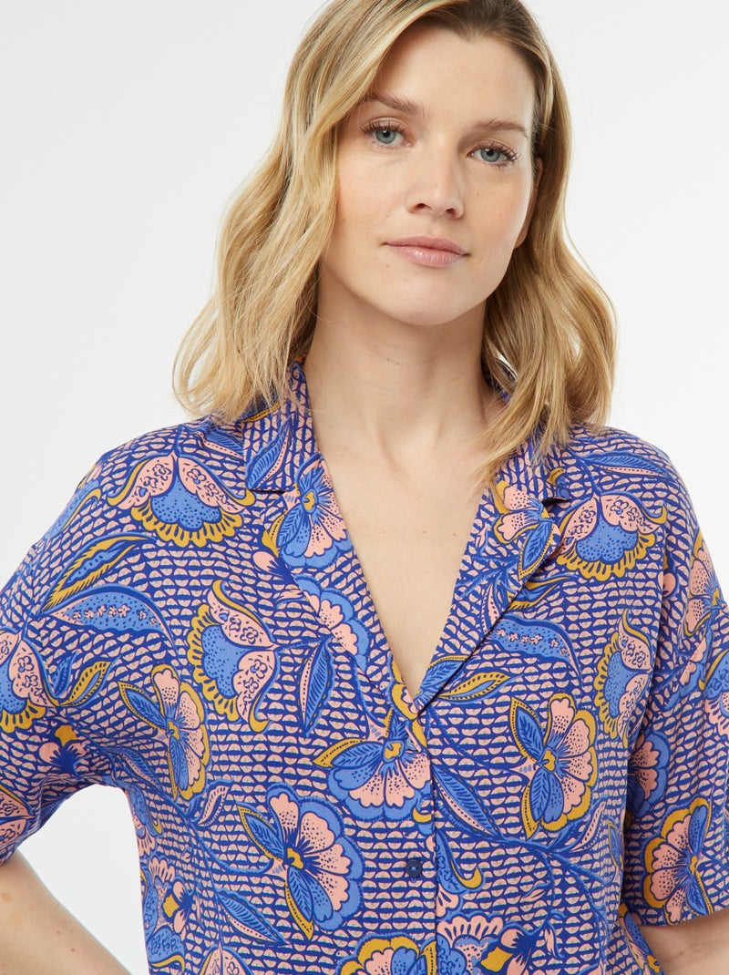 Completo pigiama camicia + pantaloni stampati BLU - Kiabi