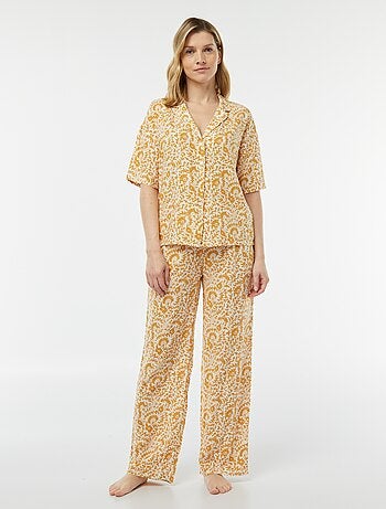 Completo pigiama camicia + pantaloni stampati
