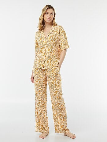 Completo pigiama camicia + pantaloni stampati