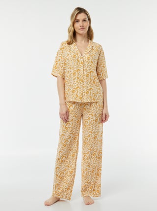 Completo pigiama camicia + pantaloni stampati