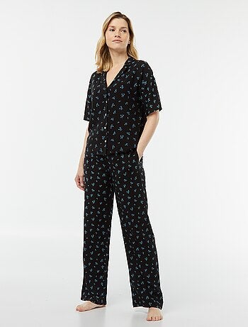Completo pigiama camicia + pantaloni stampati