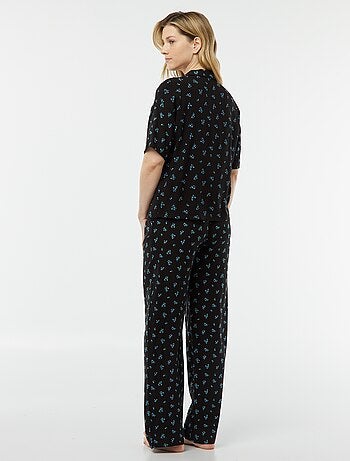 Completo pigiama camicia + pantaloni stampati