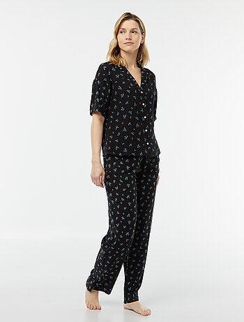 Completo pigiama camicia + pantaloni stampati