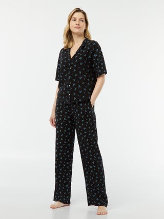 Completo pigiama camicia + pantaloni stampati
