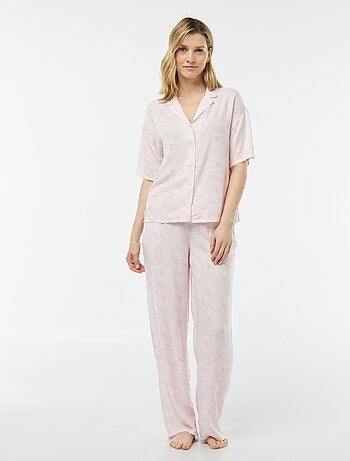 Completo pigiama camicia + pantaloni stampati