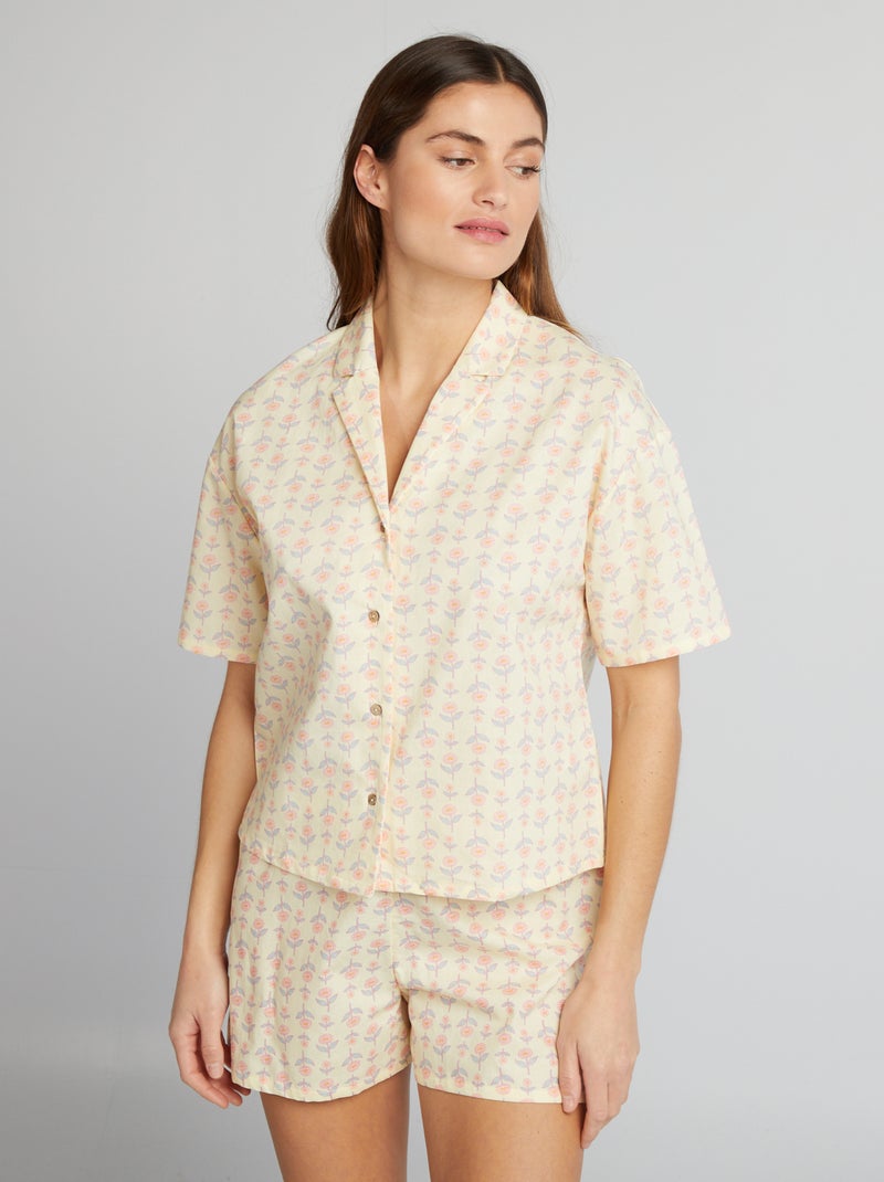 Completo pigiama camicia + shorts GIALLO - Kiabi