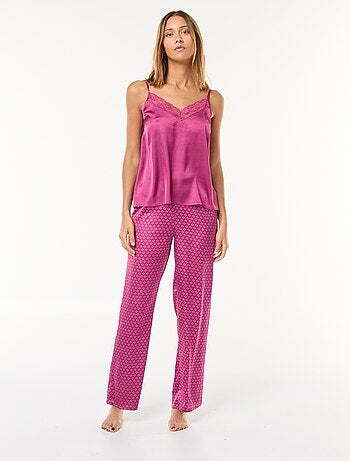 Completo pigiama canotta + pantaloni satinati - 2 pezzi