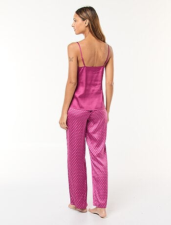 Completo pigiama canotta + pantaloni satinati - 2 pezzi