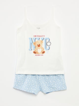 Completo pigiama canotta + shorts in stampato - 2 pezzi