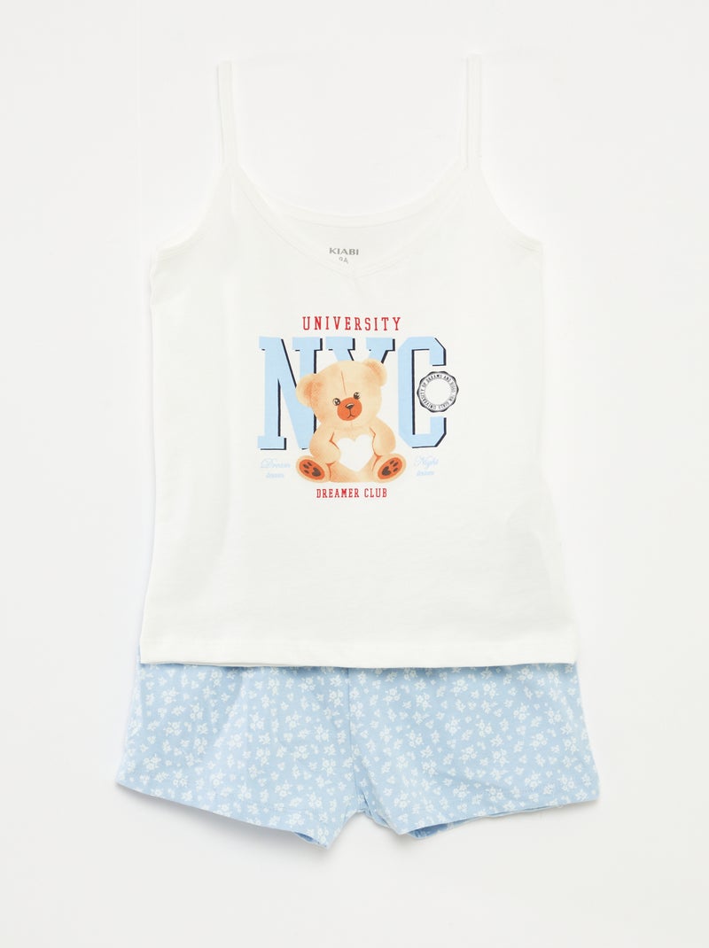 Completo pigiama canotta + shorts in stampato - 2 pezzi BLU - Kiabi