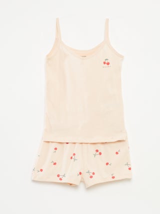 Completo pigiama canotta + shorts in stampato - 2 pezzi