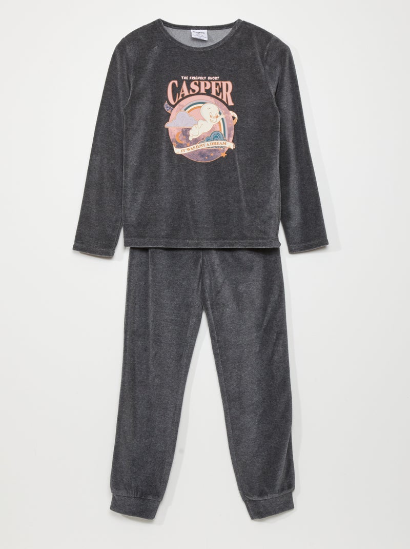 Completo pigiama 'Casper' in velluto - 2 pezzi - Halloween Nero - Kiabi