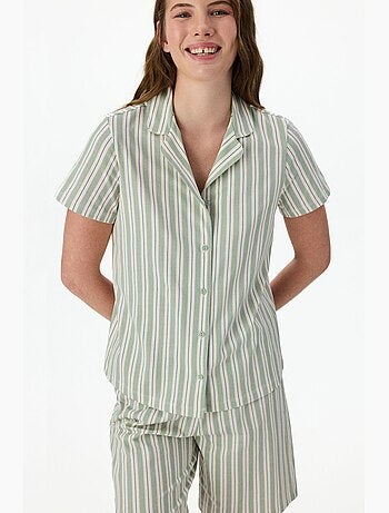 Completo pigiama comodo a righe con camicia a maniche corte penti