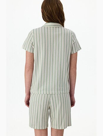 Completo pigiama comodo a righe con camicia a maniche corte penti