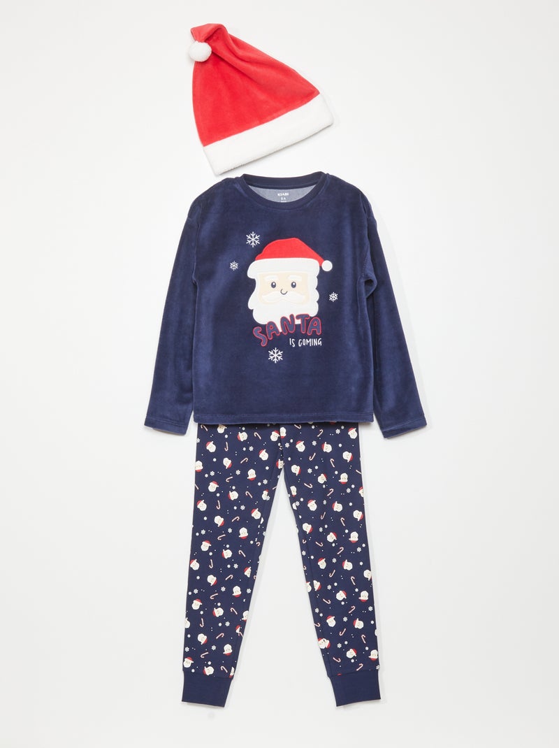 Completo pigiama con Babbo Natale- 3 pezzi BLU - Kiabi