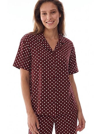 Completo pigiama con camicia e pantaloni a pois penti