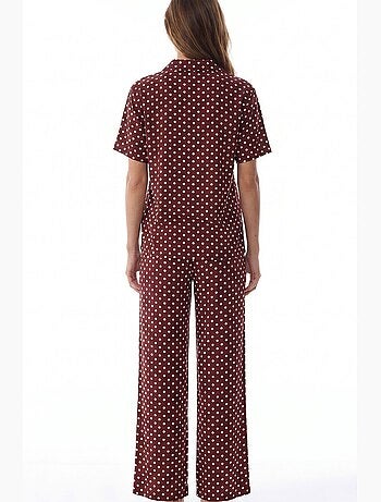 Completo pigiama con camicia e pantaloni a pois penti