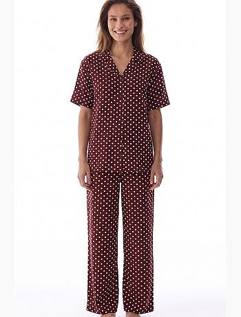 Completo pigiama con camicia e pantaloni a pois penti