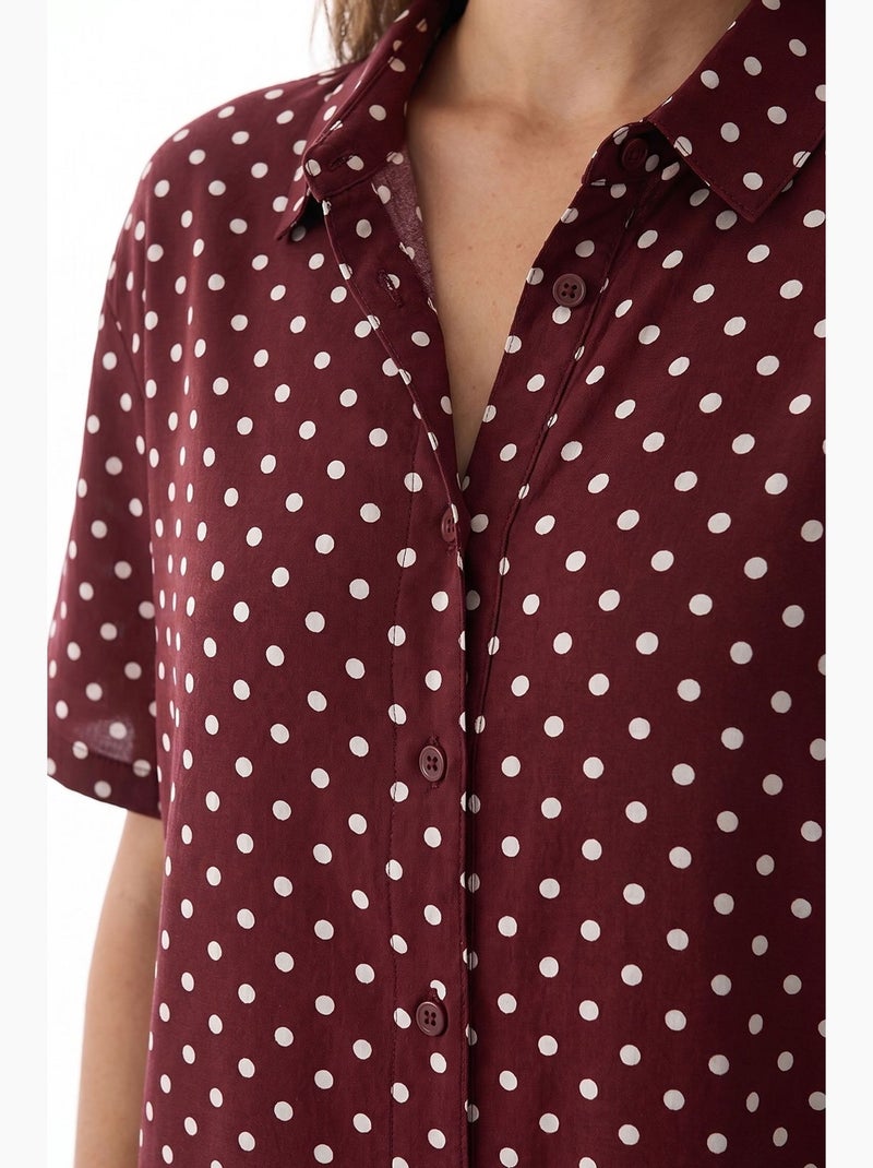 Completo pigiama con camicia e pantaloni a pois penti Rosso bordeaux - Kiabi