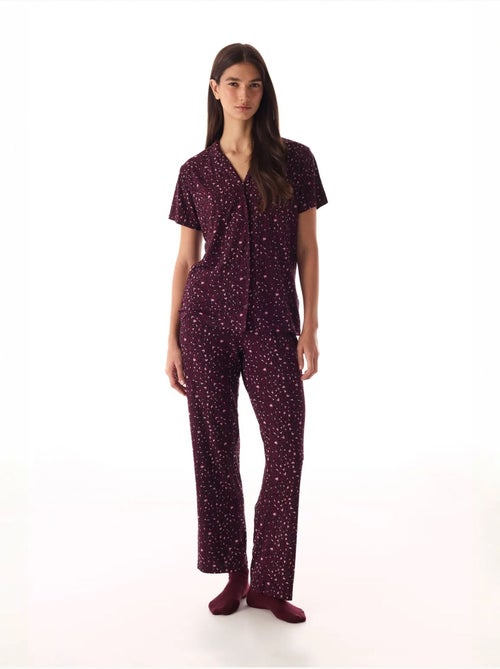 Completo pigiama con camicia e pantaloni, leopardato, a coste, manica corta penti - Kiabi Completo pigiama con camicia e pantaloni, leopardato, a coste, manica corta penti - Kiabi