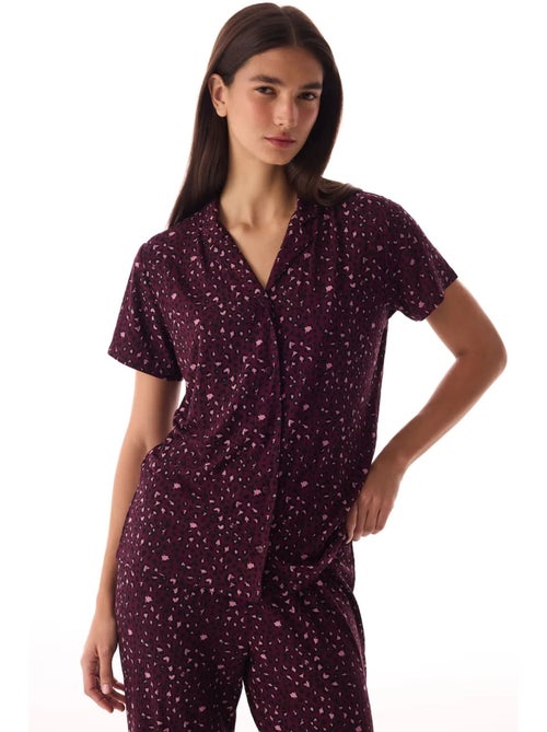 Completo pigiama con camicia e pantaloni, leopardato, a coste, manica corta penti - Kiabi Completo pigiama con camicia e pantaloni, leopardato, a coste, manica corta penti - Kiabi