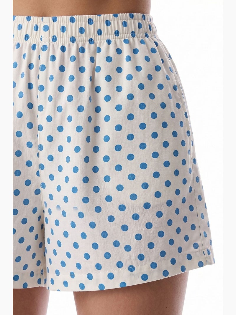 Completo pigiama con camicia e shorts a pois, maniche corte penti Bianco sporco - Kiabi